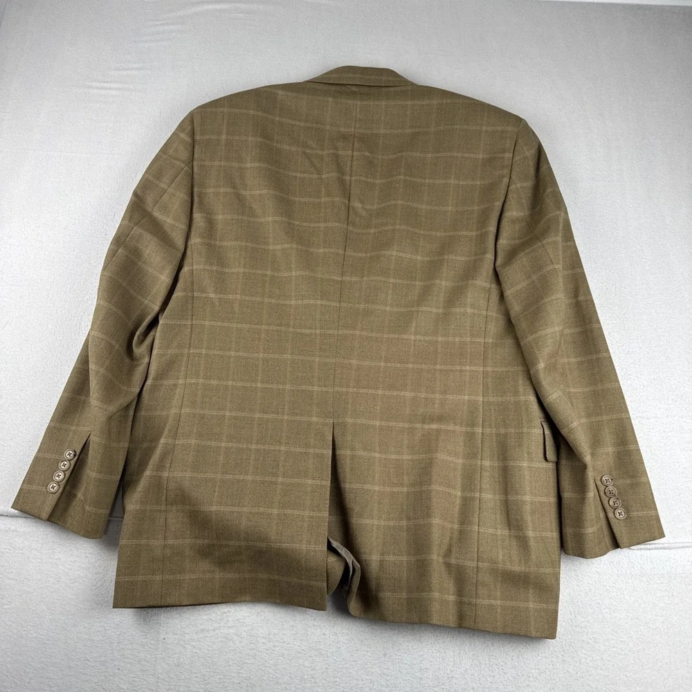 Jos A Bank Gordon Windowpane Light Brown Sport Coat 44R Wool office business
